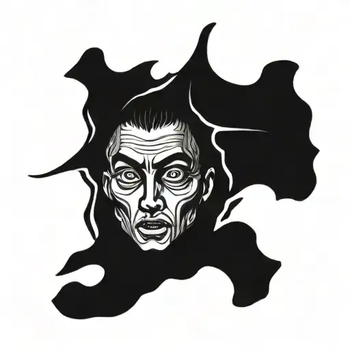 Mentallt scared man crying eye tattoo design idea