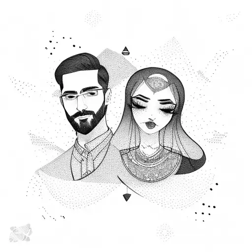 A minimal romantic design for a young Iranian couple tattoo design idea