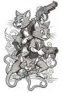 Tom and Jerry with guns tattoo design idea
