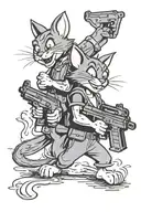 Tom and Jerry with guns tattoo design idea