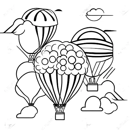 hot air balloon with bath tub tattoo design idea