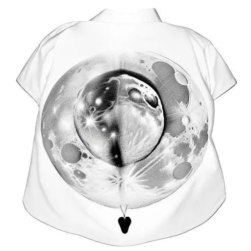 A realistic depiction of a heart-shaped moon with Kid Cudi and Eminem's lyrics incorporated into the craters tattoo design idea
