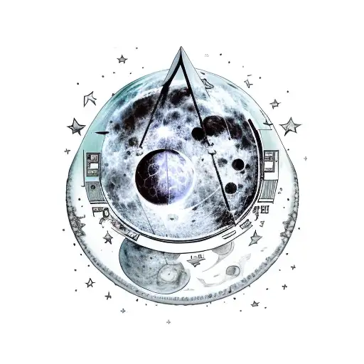 man on the moon kid cudi album cover with a rocket and stars around it tattoo design idea
