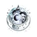 man on the moon kid cudi album cover with a rocket and stars around it tattoo design idea