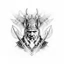 Vikings Odin in red flames tattoo design idea