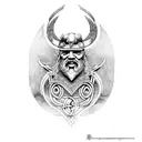 Vikings Odin in red flames tattoo design idea