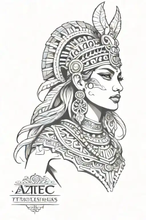 Aztec goddess full sleeve right arm on a female.  tattoo design idea