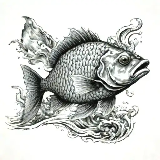 coi fish swimming tattoo design idea