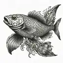 coi fish swimming tattoo design idea