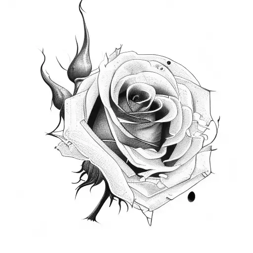 A wilting rose that is dripping with blood tattoo design idea