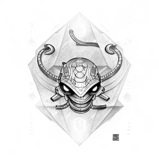 caveira cobra robô cyberpunk  tattoo design idea