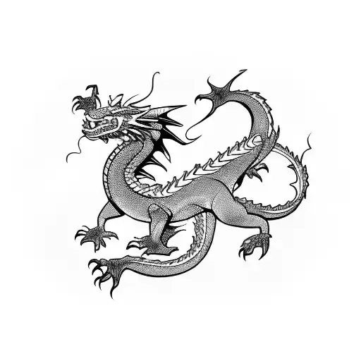 dragon and mountains tattoo design idea