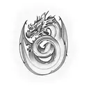 dragon and mountains tattoo design idea