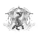 dragon and mountains tattoo design idea