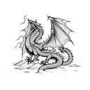 dragon and mountains tattoo design idea