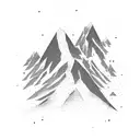 Mountain range silhouette with snowboarding tracks tattoo design idea
