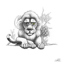 the drawing Rafiki made of simba on a tree when he was born mixed with some flowers tattoo design idea