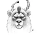 the drawing Rafiki made of simba on a tree when he was born mixed with some flowers tattoo design idea