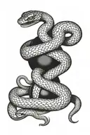 two snakes around black orb symbolizing power tattoo design idea
