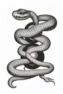 two snakes around black orb symbolizing power tattoo design idea