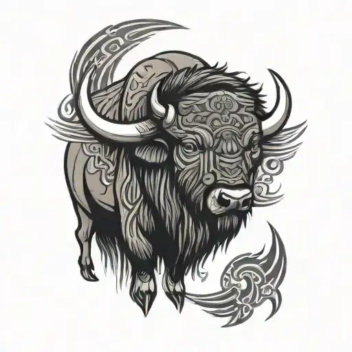 Bison Haida inspired tribal tattoo design idea
