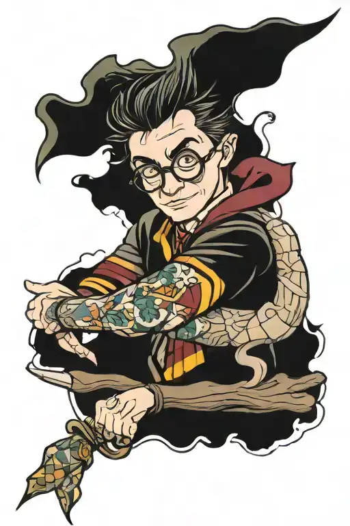 Harry potter patchwork sleeve tattoo tattoo design idea