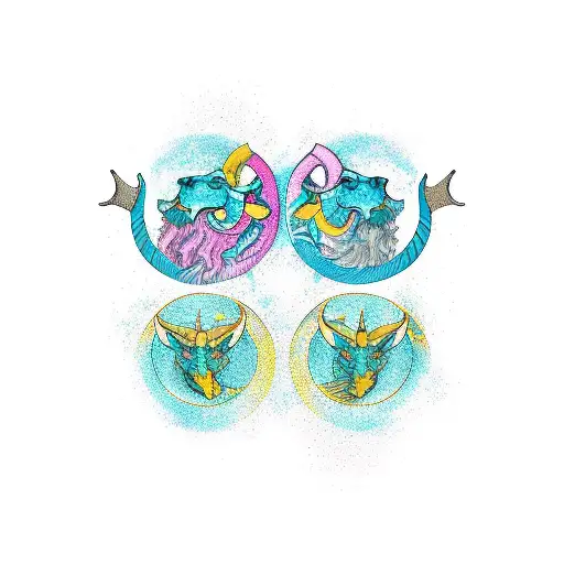 Leo and Capricorn and pisces tattoo design idea