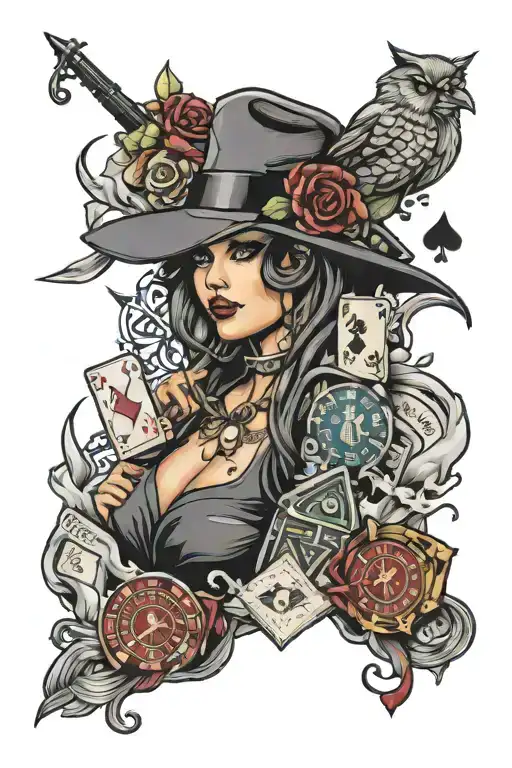 gangster fem gambling themed tattoo tattoo design idea