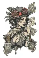 gangster fem gambling themed tattoo tattoo design idea