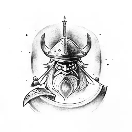 papa Smurf dressed as a viking tattoo design idea