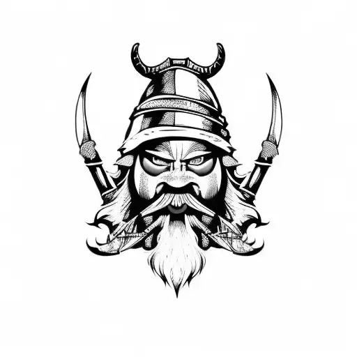 papa Smurf dressed as a viking tattoo design idea