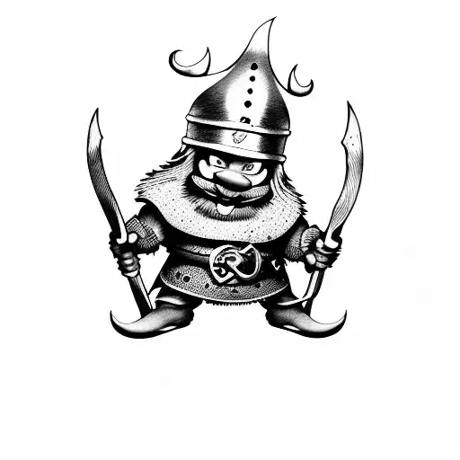 papa Smurf dressed as a viking tattoo design idea