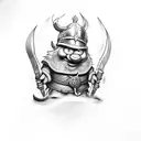 papa Smurf dressed as a viking tattoo design idea