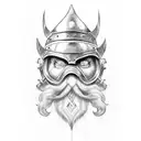 papa Smurf dressed as a viking tattoo design idea