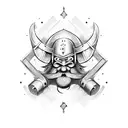 papa Smurf dressed as a viking tattoo design idea