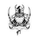 papa Smurf dressed as a viking tattoo design idea