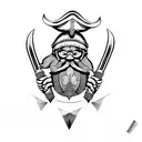 papa Smurf dressed as a viking tattoo design idea