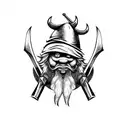 papa Smurf dressed as a viking tattoo design idea
