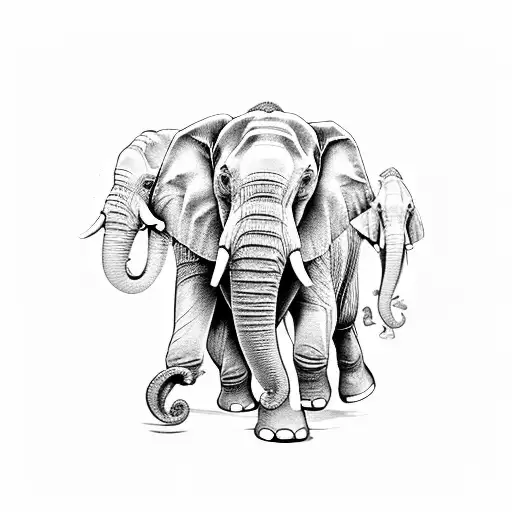 elephant front facing tattoo design idea