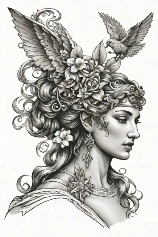 greek goddess sexy fit tattoo design idea