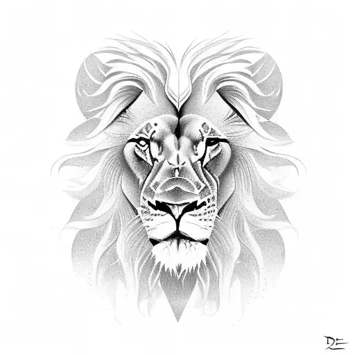 Lion protecting 3 females  Mother and 2 sisters tattoo design idea