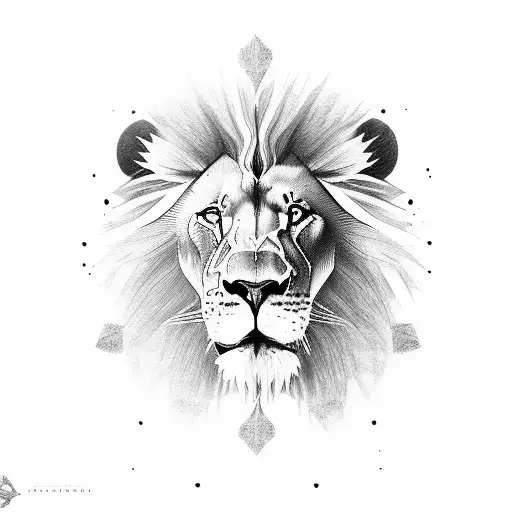 Lion protecting 3 female shadows ( 1 older 2 younger - Mother and 2 sisters) tattoo design idea