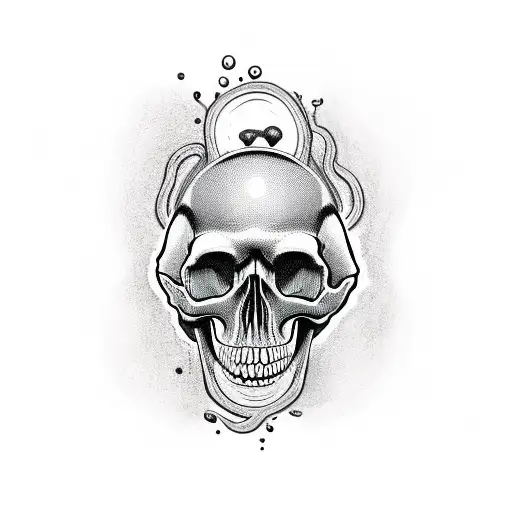 skull with mushrooms growing out tattoo design idea