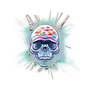 skull with mushrooms growing out tattoo design idea