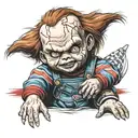 Chucky doll sitting tattoo design idea