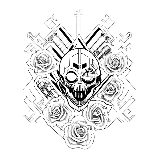 Resident Evil tattoo style cyber sigilism  tattoo design idea