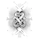 two hands intertwined with the initials L and N tattoo design idea