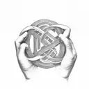 two hands intertwined with the initials L and N tattoo design idea
