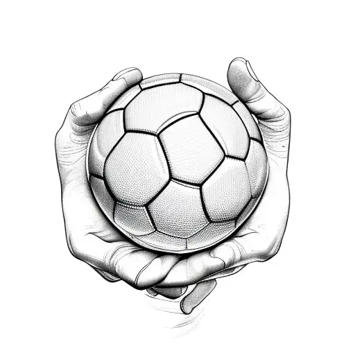 God's hand holding a soccer ball tattoo design idea