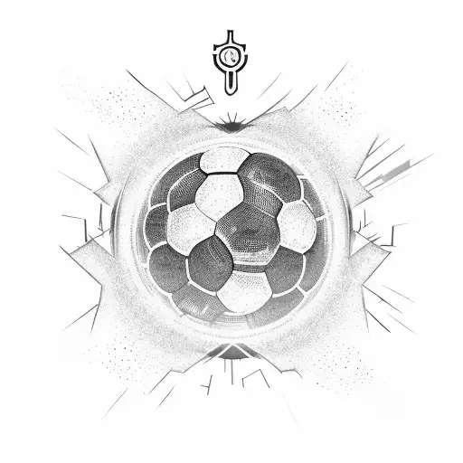 A soccer ball bursting through a silhouette of Nigeria with rays of light and the words 'God's Glory' tattoo design idea